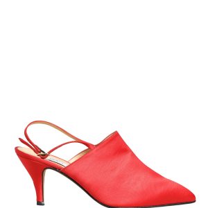 Red Suede Heel Slingback Shoes