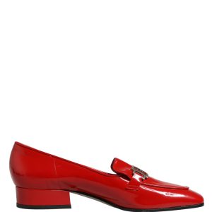 Red Patent Leather Moccasin Slip On Shoes