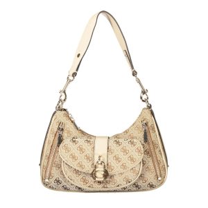 Beige Polyurethane Women Handbag