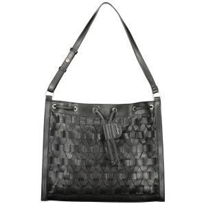 Black Polyurethane Women Backpack