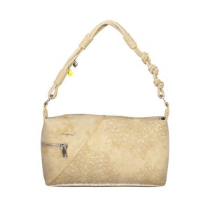 Beige Polyurethane Women's Shoulder Bag