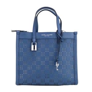 Marc Jacobs Mini Grind Blue Sea Perforated Leather Crossbody Tote Bag Purse