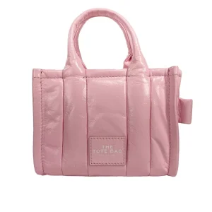 Marc Jacobs The Shiny Crinkle Micro Tote Bubblegum Leather Crossbody
