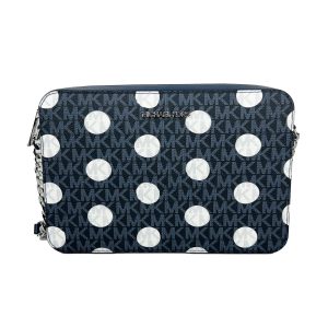 Michael Kors Women'S Jet Set Large Polka Dot Signature Logo Crossbody Bag (Navy) 35S5STTC3O-414
