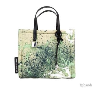 Marc Jacobs Mini Green Multi Splatter Paint Print Nylon Crossbody Tote Handbag