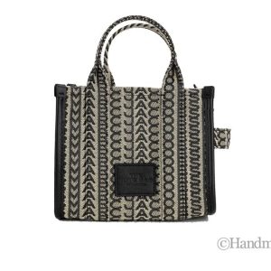Marc Jacobs The Monogram Beige Mini Tote Woven Jacquard Canvas Crossbody Handbag