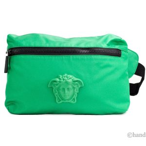 Versace Small Bright Green Nylon Matte Medusa Belt Bag Waist Fanny Pack Purse