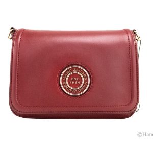 Marc Jacobs Medium Metal Signet Syrah Smooth Leather Flap Crossbody Purse Bag