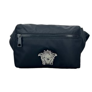 Versace Medusa Black Nylon Belt Bag Waist Fanny Pack Purse
