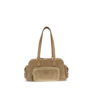 Beige Cotton Shoulder Bag