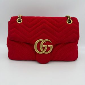 GUCCI MARMONT Red Velvet Handbag