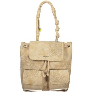 Beige Polyurethane Women's Backpack