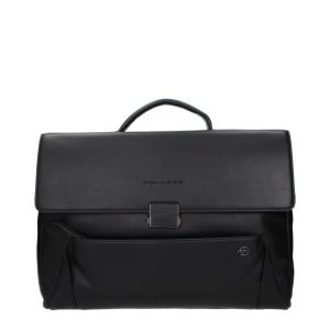 Black Leather Business And Laptop Bag