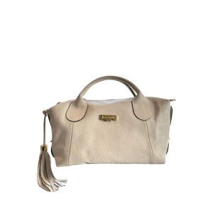 Beige Cowhide Shoulder Bag