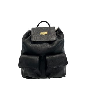 Black Leather Women Backpack