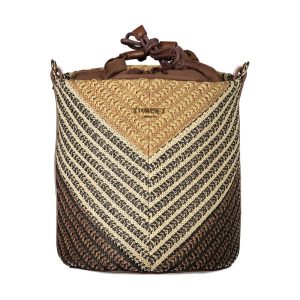 Brown Polyester Women's Bag with Adjustable Strap