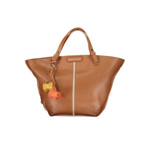 Brown Polyurethane Woman Bag