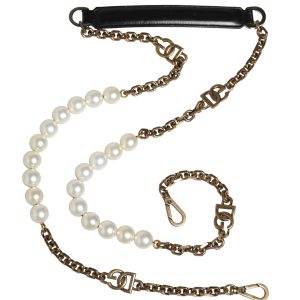 Black Leather Gold Chain Bag Accessory Shoulder Strap