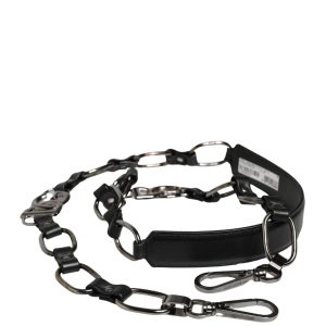 Black Leather Silver Chain Bag Accessory Shoulder Strap