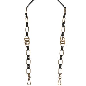 Black Leather Gold Chain Bag Accessory Shoulder Strap