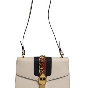 White Calfskin Leather Sylvie Crossbody Bag