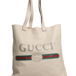 White Web Sherry Logo Print Tote Bag