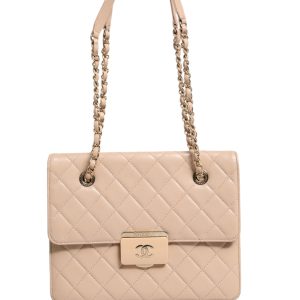 Quilted Leather Beauty Lock Flap Bag