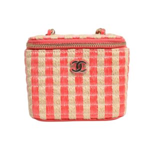 Raffia Jute Striped Mini Vanity Case