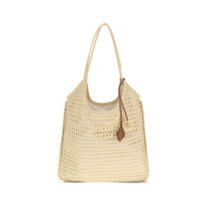 Beige Cotton Shoulder Bag