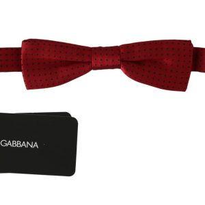 Red Dotted Silk Adjustable Neck Papillon Bow Tie