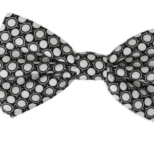 Men Black White Circles Adjustable Neck Papillon Bow Tie