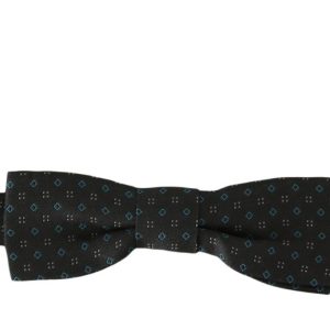 Men Gray Pattern Silk Adjustable Neck Papillon Bow Tie