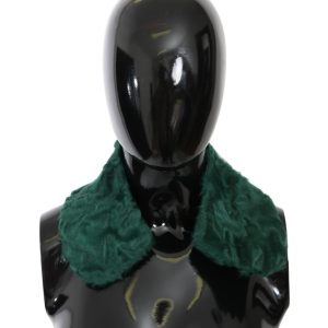 Green Fur Shoulder Collar Wrap Lambskin Scarf