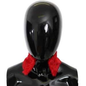 Red Fur Neck Collar Wrap Lambskin Scarf