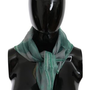 Green Silk Shawl Foulard Wrap Scarf