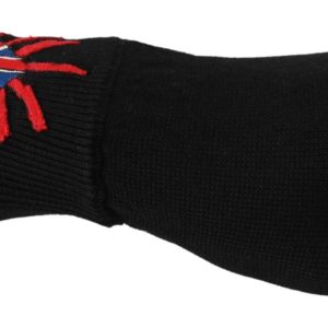 Black #DGLovesLondon Embroidered Wool Gloves