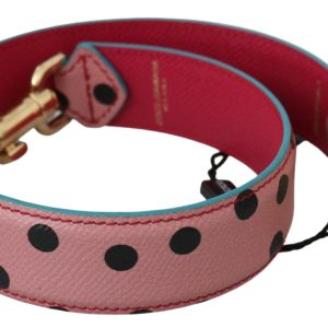 Pink Polka Dot Leather Shoulder Strap