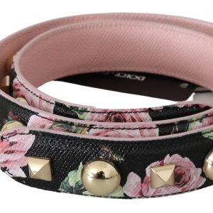 Pink Floral Leather Stud Accessory Shoulder Strap