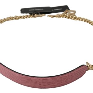 Pink Leather Gold Chain Accessory Shoulder Strap