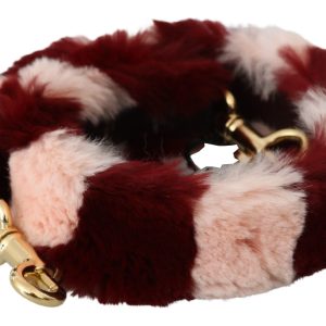 Pink Red Lapin Fur Accessory Shoulder Strap