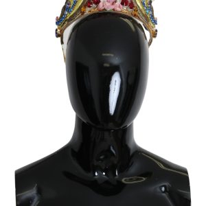 Gold Brass Floral Crystals LED Lights Crown Tiara Diadem