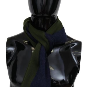 Blue Green Wool Unisex Neck Wrap Shawl Blue