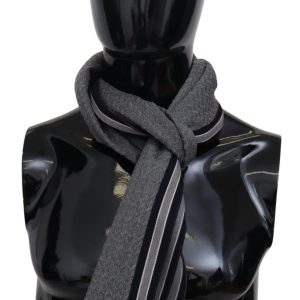 Gray Stripes Pattern 100% Wool Unisex Neck Wrap Scarf