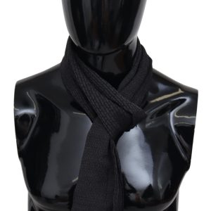 Black Wool Knit Unisex Neck Wrap Scarf