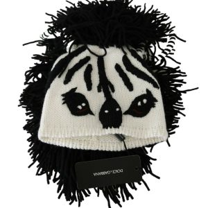 Black White Knitted Cashmere Animal Design Hat