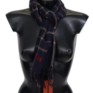 Black Checkered Unisex Neck Wrap Fringes Scarf