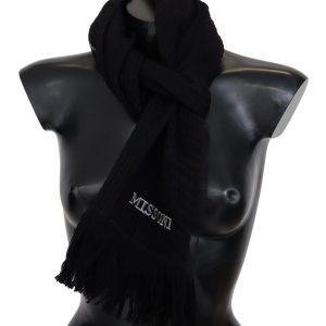Black Wool Unisex Neck Warmer Wrap Scarf