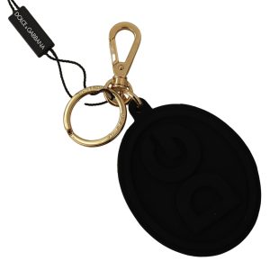 Black Rubber DG Logo Gold Brass Metal Keyring Keychain