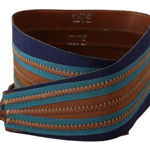 Brown Leather Wide Waistband Tie Fastening Belt