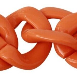 Gold Orange Chain Wide Brass Plastic Bracelet